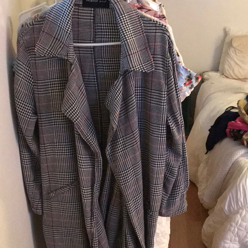 Glen plaid trench coat